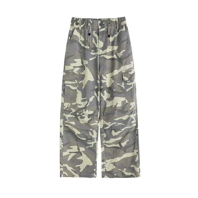 2025 Spring Autumn Men Classic Camouflage Cargo Pants Men Loose Oversized Camo Pants Male Joggers Army Green Straight Trousers