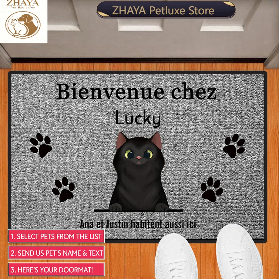 ZHAYA Personalized Pet Home Doormat Custom Dog Cat Mat Rug Hallway Doorway Floor Carpet Decor Accessory Gift