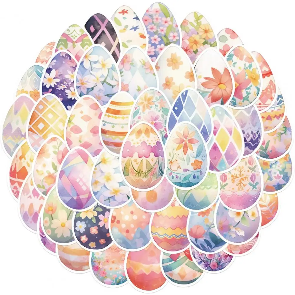 Pvc Easter Egg Stickers Easter Egg Decals 50pcs Easter Flower Egg Sticker Set Self-adhesive Waterproof Pvc for Phone for Cup