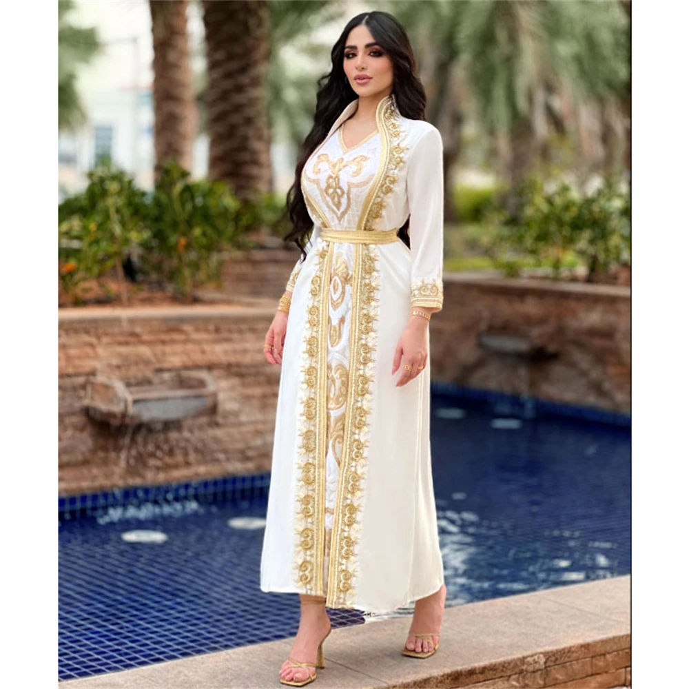 Luxury Party Evening Morocco Elegant Women Muslim Abaya Lace Sequins Long Maxi Dress Turkey Arabic Dubai Kaftan Vestido Party