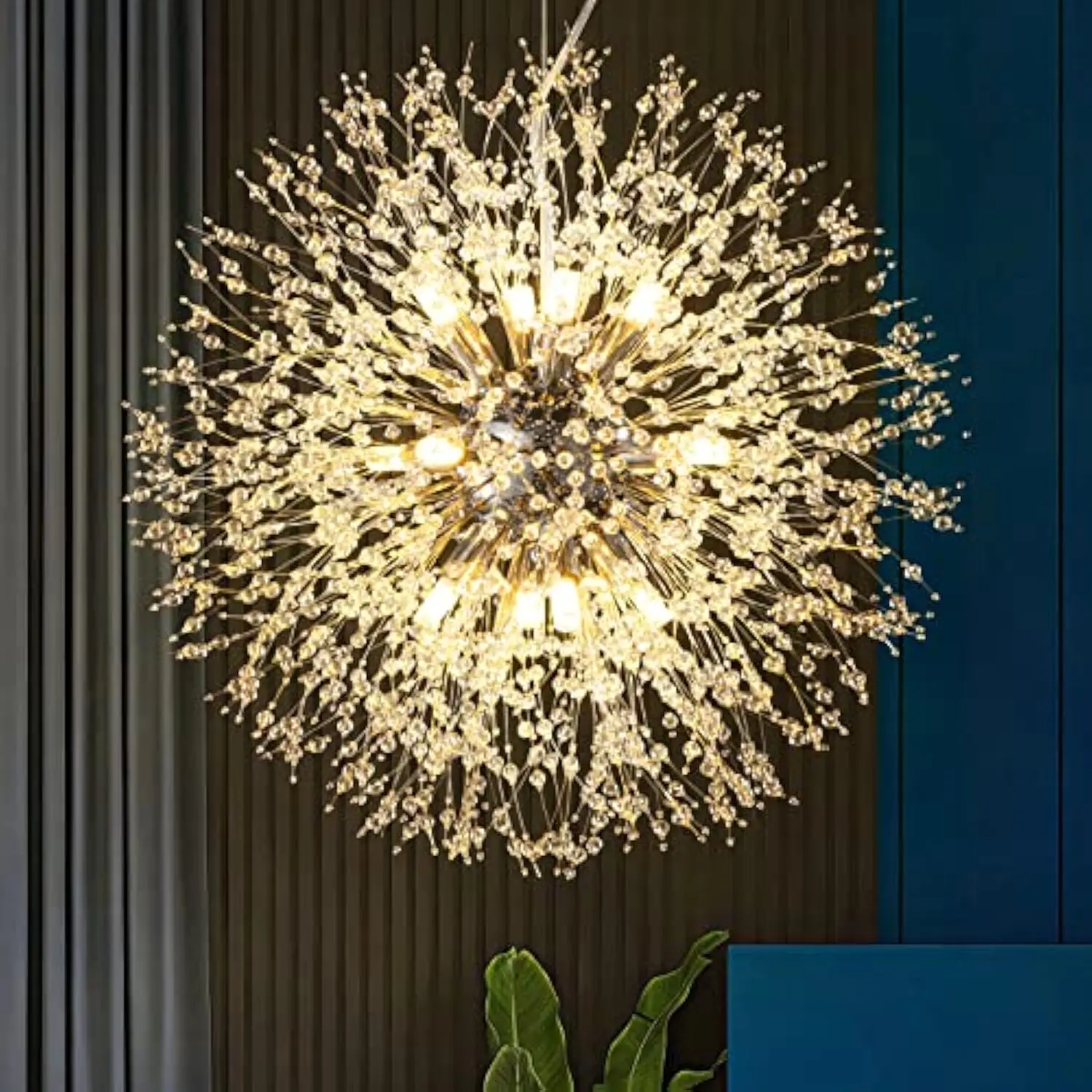 

Modern Chandeliers Firework Dandelion Sputnik Chandelier Crystal Chrome Light Fixture Pendant Lighting for Kitchen Island Dinin