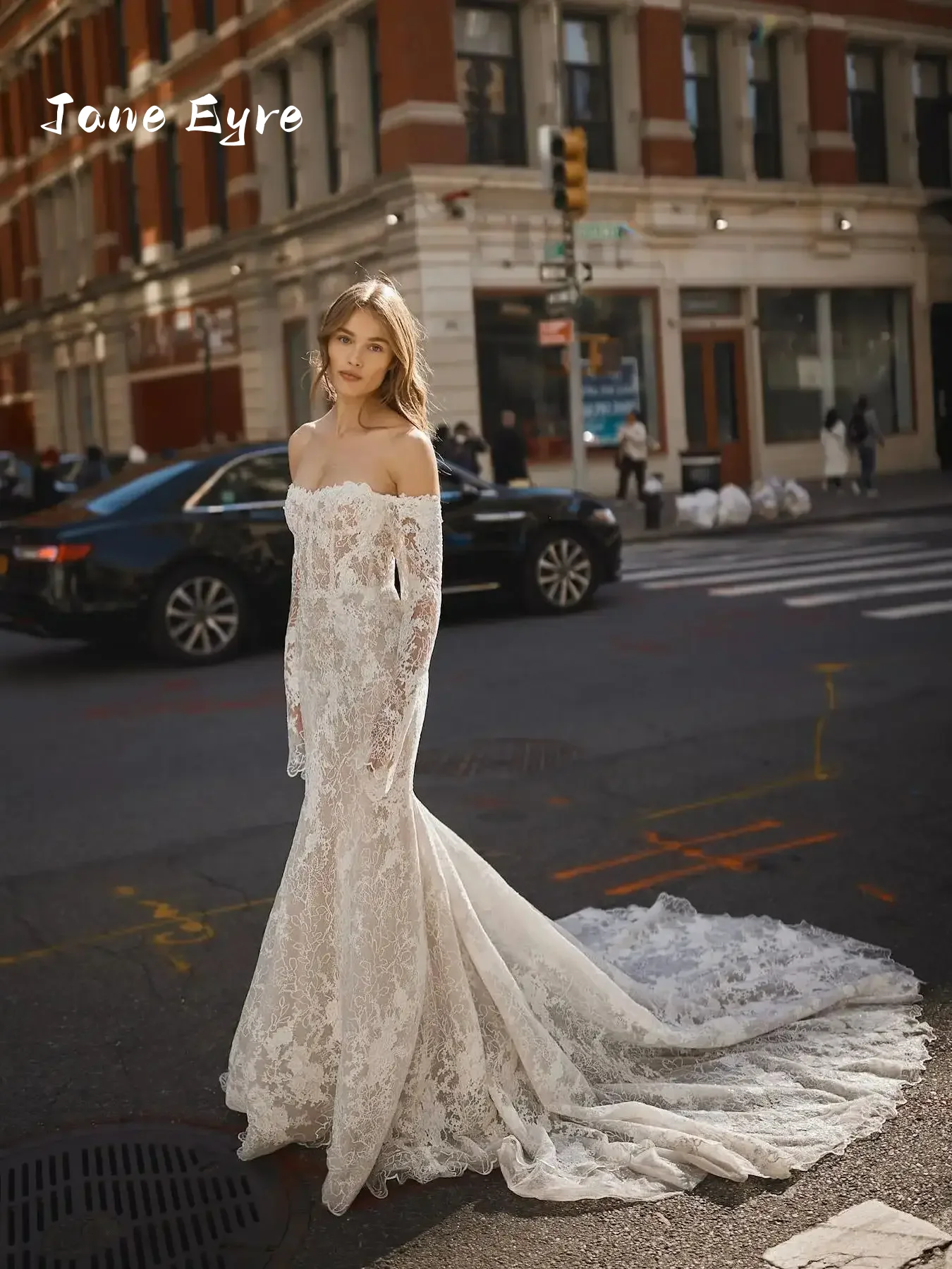 

Customized Newest Wedding Dresses Lace Mermaid Long Sleeves Off The Shoulder With Illusive Back Bride Gowns Vestidos De Novia