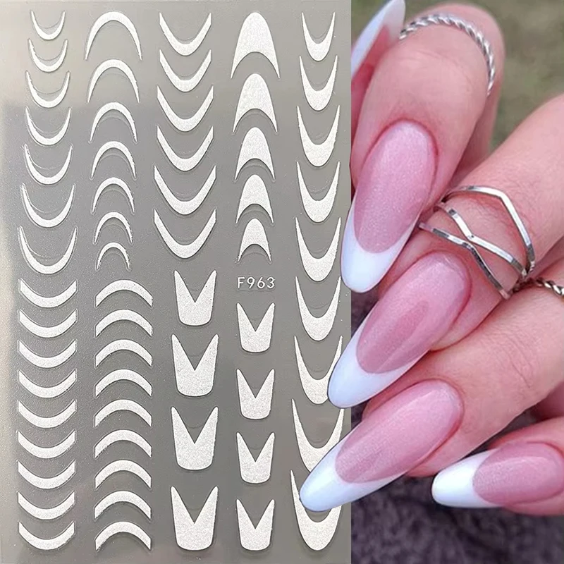 3D Gradient Color French Line Nail Stickers Design French Tip Romance Fashion Nail Accessories for DIY Decoration Stencil Tools