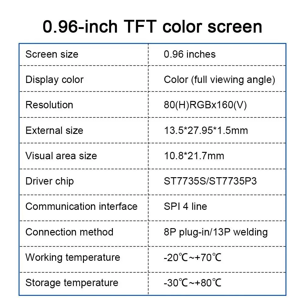 LCD Screen TFT Screen Module 13Pin 8Pin Color Screen Module Compact Mini Size LCD Display Panel MCU Development Project