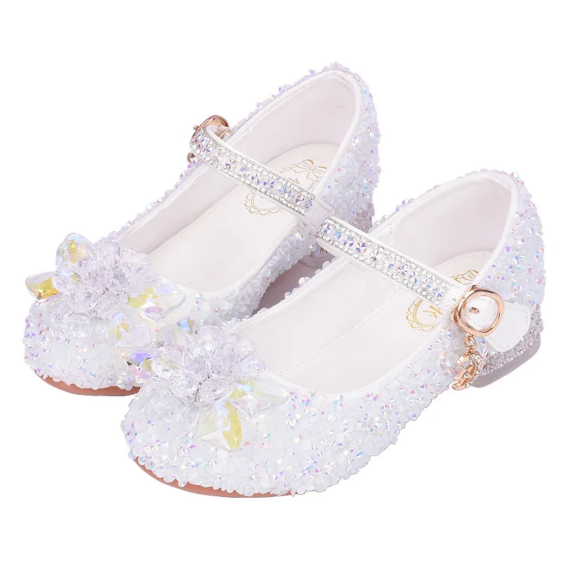 Girls High-Heeled Crystal Shoes Rhinestone Princess Performance Fashion Show Glass Children's Shoes