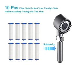 Hand Shower Filters, Set of 10 Replacement Filters for Hard Water, Remove Chlorine and Harmful Substances More Effectively