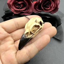 3D Raven Skull Necklace Resin Replica Raven Magpie Crow Poe Gothic Gift,Halloween Raven Skull Necklace,Goth Bird Skull Jewelry