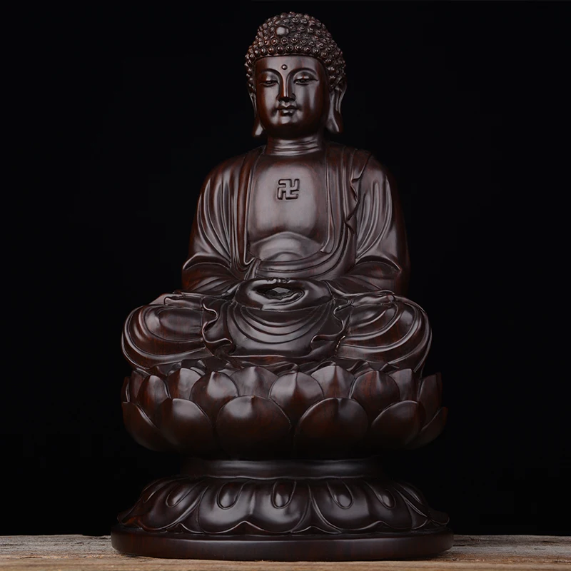 Wood carving ornament Sakyamuni solid wood carving Buddha Rulai Amitabha red wood craft gift