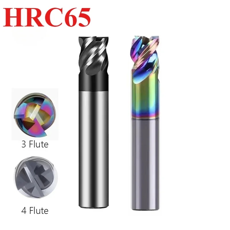 HRC65 End Mill Short Cutting 12 3 6 8 9-12mm CNC Milling Cutter Solid Carbide DLC Coated for Aluminum Steel Metal Milling Cutter