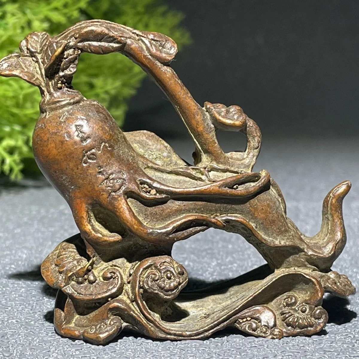 Artículos de bronce macizo Vintage, Ginseng Ruyi, vida auspiciosa, ceremonia del té en casa, juego de té, vida de las personas pequeñas son como Dramas