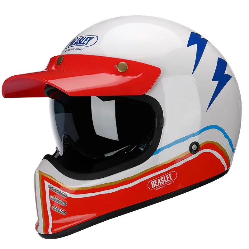 Unisex Four-season Flame Pattern Safety Helmet casco moto Bisley Retro Motorcycle Helmet Electric Vehicle Helmet