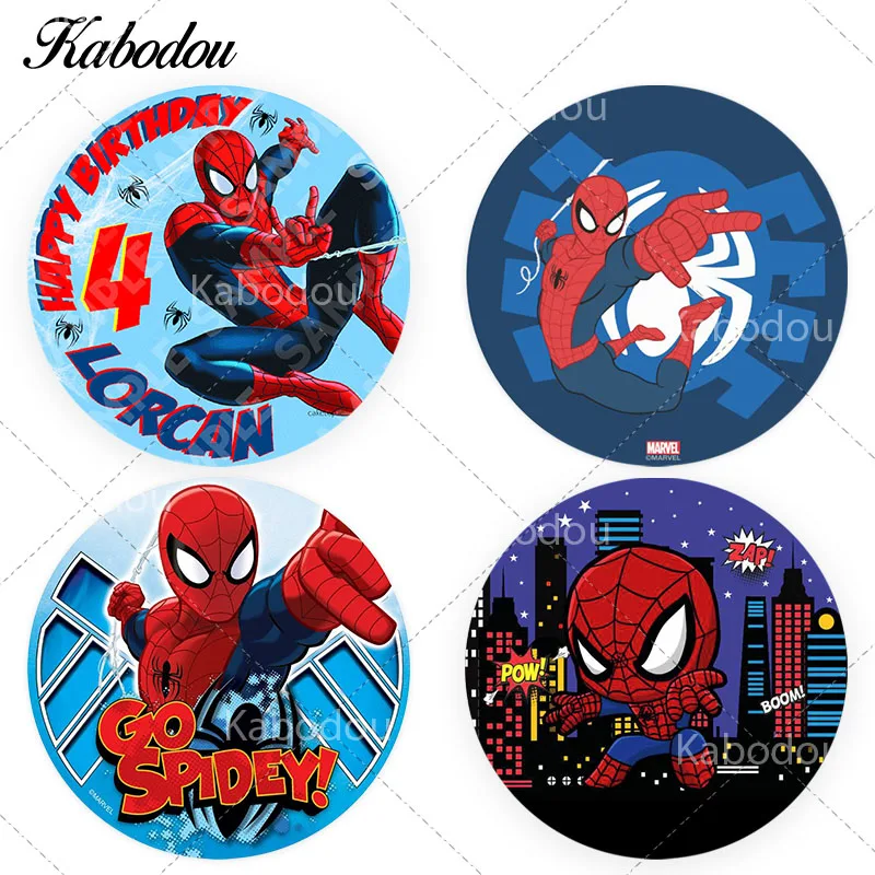 

SpiderMan Circle Photo Backdrop Cover For Boys Birthday Marvel SuperHero Theme Round Photography Background