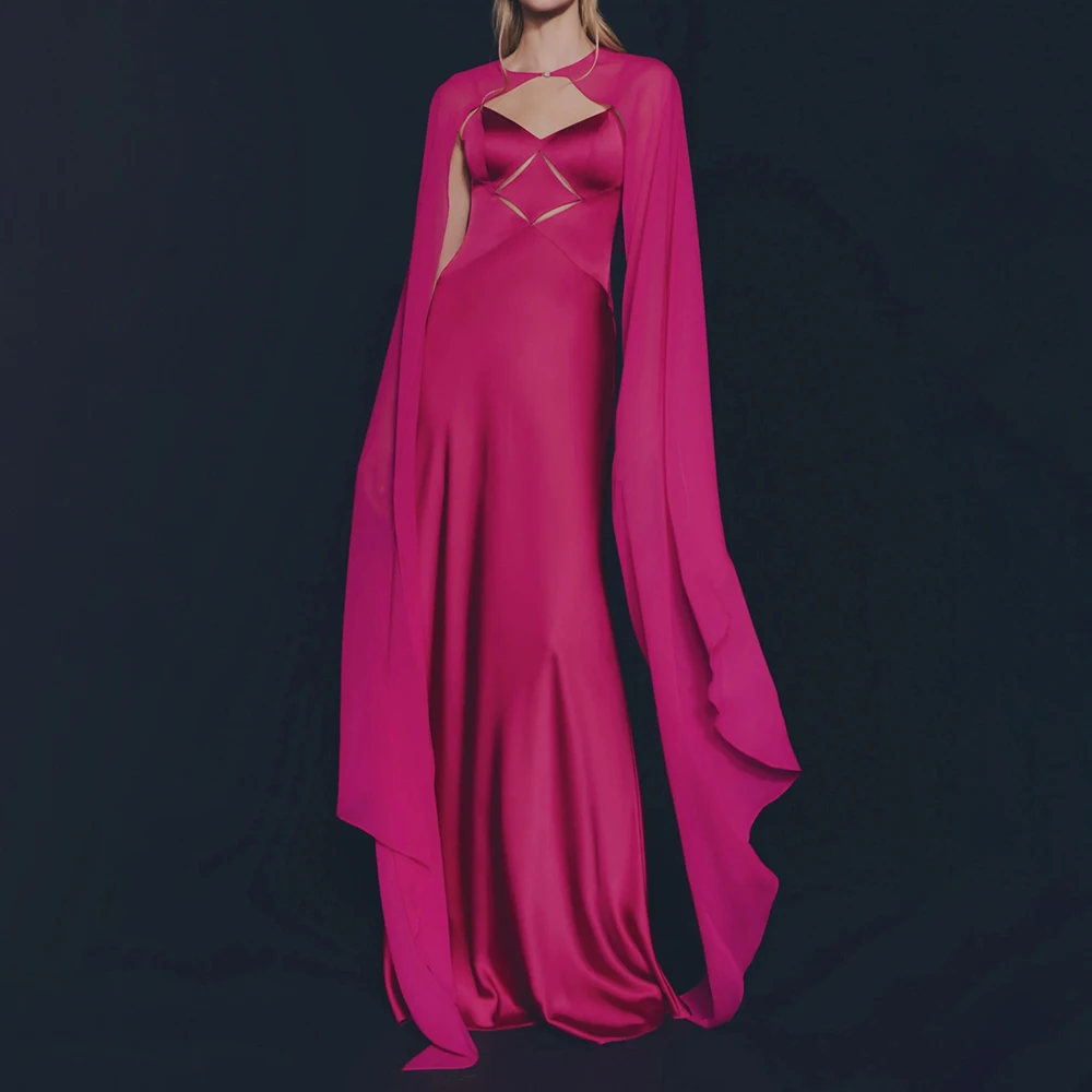 

Women's Formal Evening Gowns Elegant Sling Backless Evening Dresses with Shawl Straight Prom Dresses Formal Party Cocktail Gowns