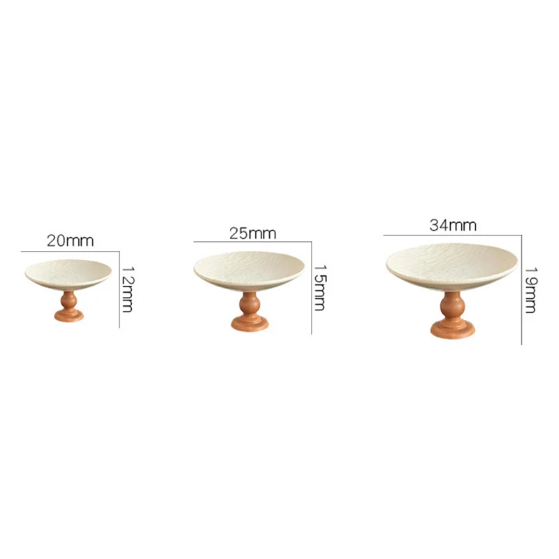 1Pcs Dollhouse DIY Accessory - High Foot Mini Meal Plate with Pattern