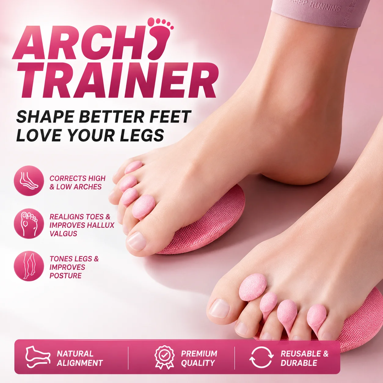 Foot Arch Training Device for Correcting Toe Arch Collapse, Eversion, Thumb, and Beautiful Leg Exercises
