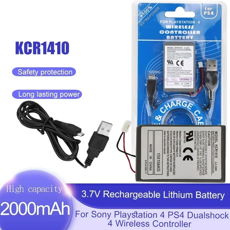 KCR1410 PS4 3.7V 2000mAh Rechargeable Replacement Batteries With Cable For Sony Old Version Playstation 4 Wireless Controller