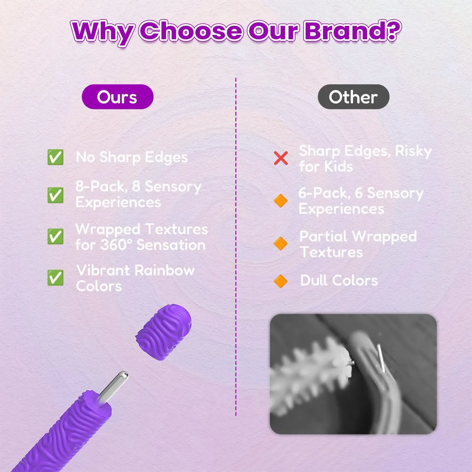 Bâton sensoriel en Silicone texturé, bâton sensoriel apaisant pour enfants, récompenses en classe, jouets à presser élastiques pour adolescentes et filles