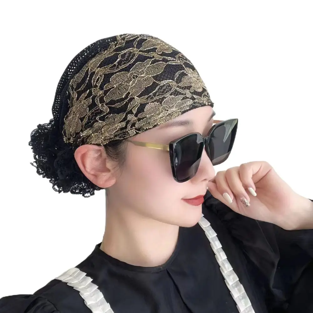 Lace Turban Hats for Women Muslim Headscarf Head Wraps Caps Female Daily Beanie Hair Cover Cap