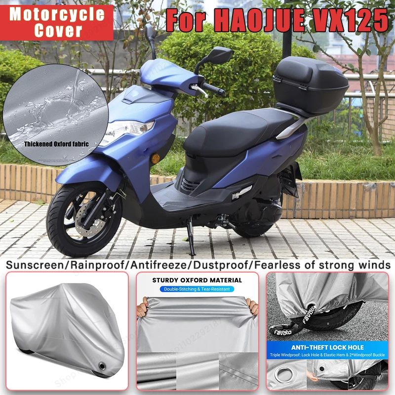 

For HAOJUE VX125 No Ear Motorcycle Cover - Outdoor Full Body Protection, Waterproof Dustproof Sunscreen Moto Accessories
