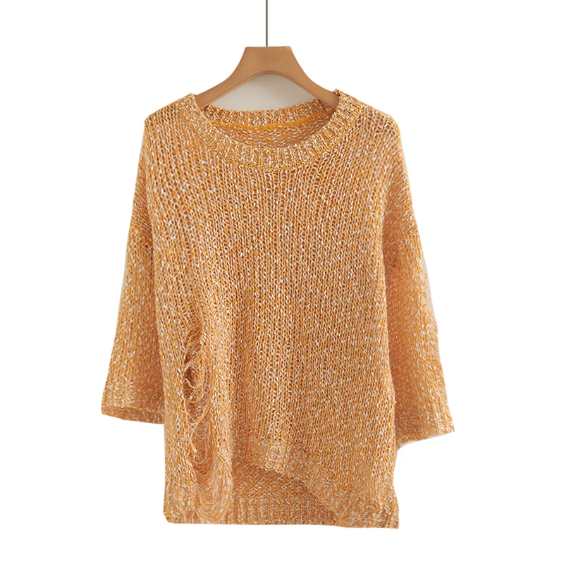 

Осень 2024, свободный вязаный свитер с вырезом, девять све, с капюшоном, мягкий, уютный, новый, женский, Faion Premium Quali