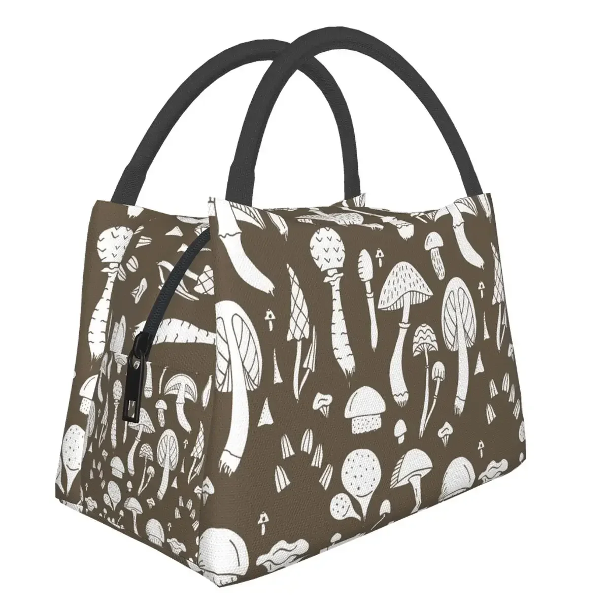 

Mushroom Print Portable Lunch Bag Picnic Container Food Storage Bag Thermal Insulated Lunch Box Tote Cooler Handbag Bento Pouch