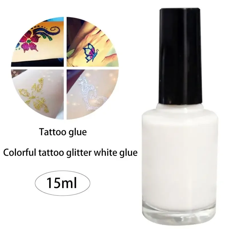 

1pcs 15ml Glitter Tattoo Gel Flash Powder Tattoo Glue Glue One-time Suit Glue Tattoo White Skin Glues Skin-friendly