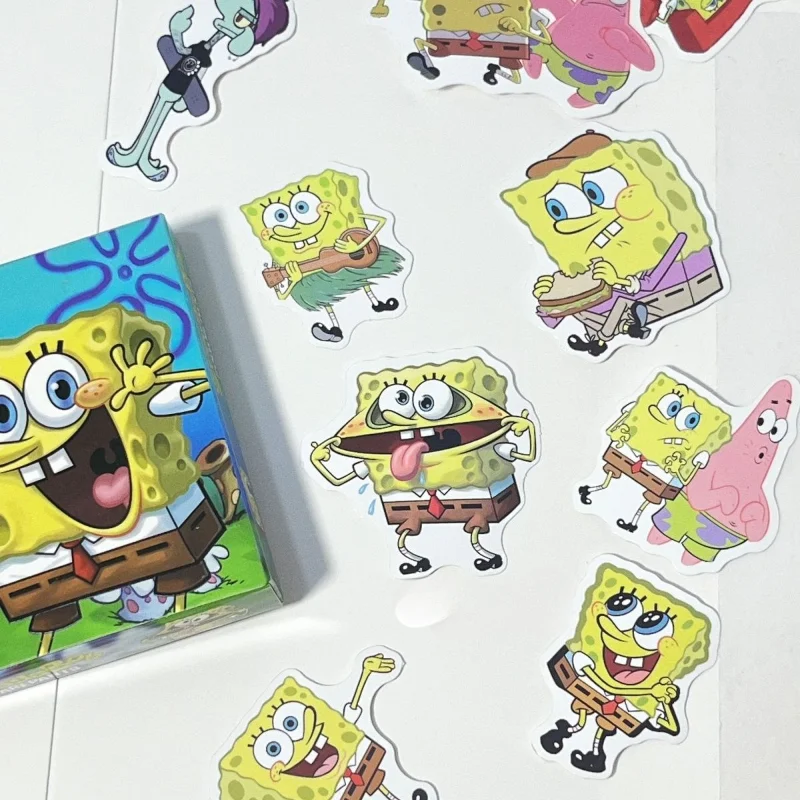 60 Stück SpongeBob Schwammkopf Aufkleber Geschenk box Cartoon niedlichen Wasser becher Kühlschrank Gepäck Notebook Dekoration Aufkleber Großhandel