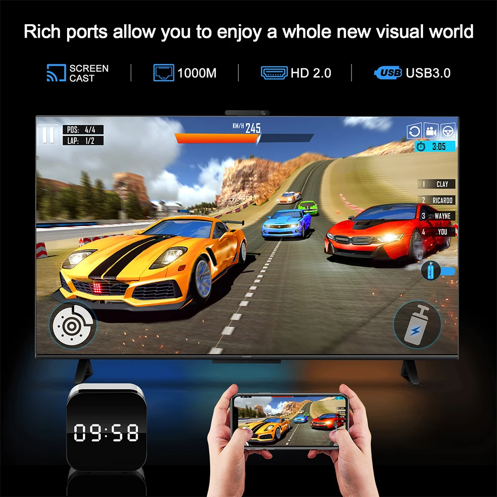 H96 max h728 caixa de tv inteligente android 14 atv caixa wifi 6 bt 5.x media player set top box 8k 4k @ 60fps 1000m/lan despertador caixa de tv