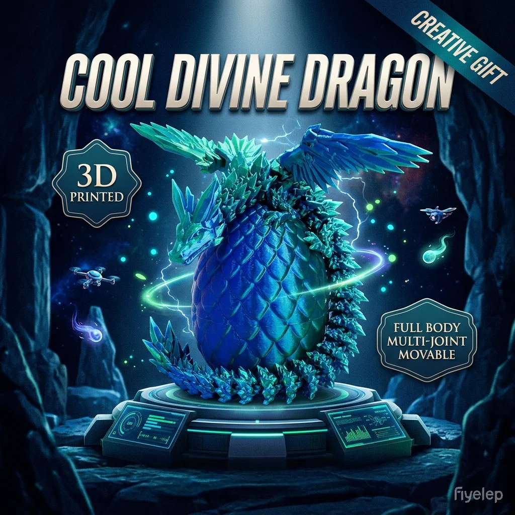 

3D Printed Articulated Flying Dragon Crystal Wing Dragon Decorative Pendant Handmade Toy Children Gift