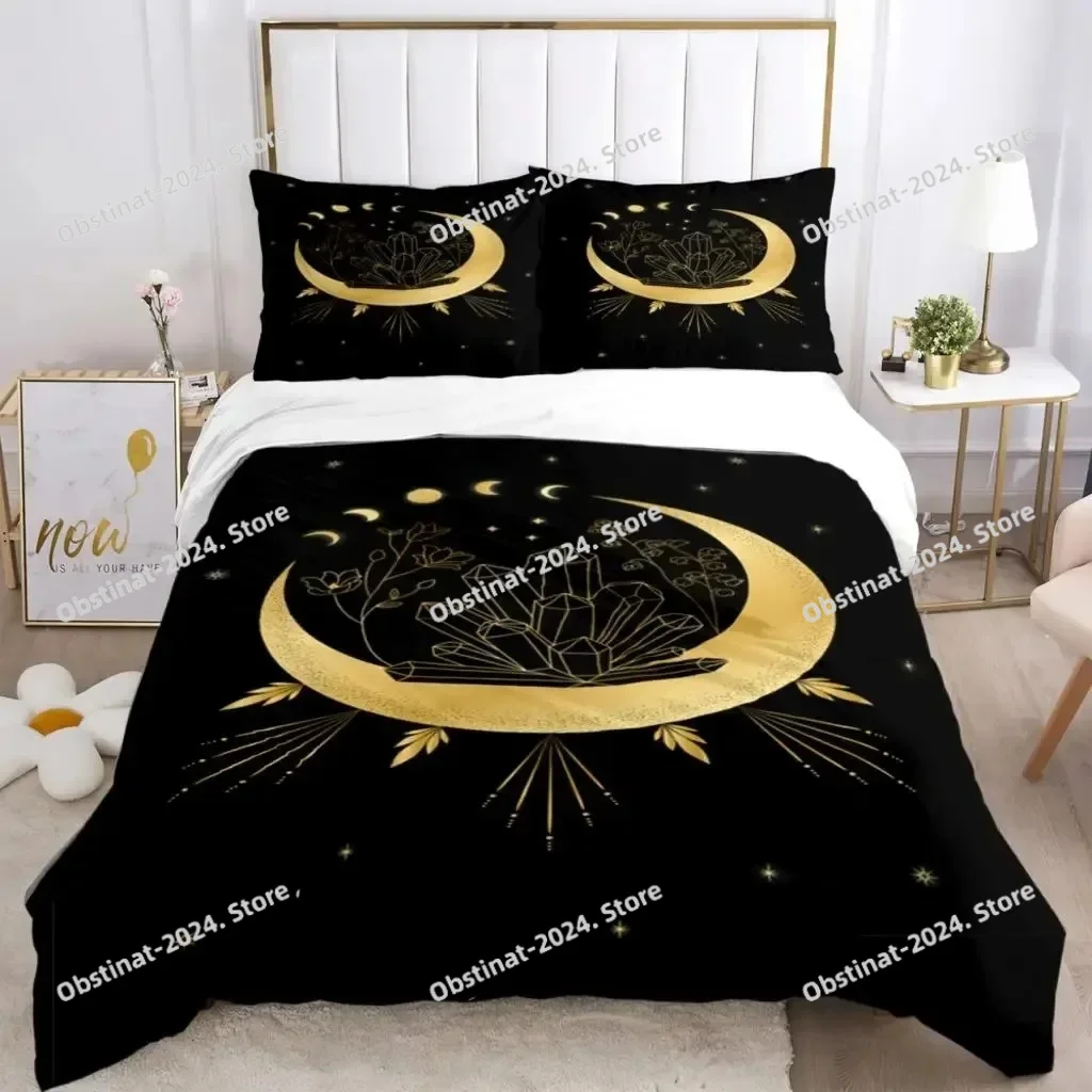 

Magic Astrology Esoteric Gold Print Three Piece Set Fashion Bedding Article Children Or Adults For Beds Quilt Covers Pillowcases