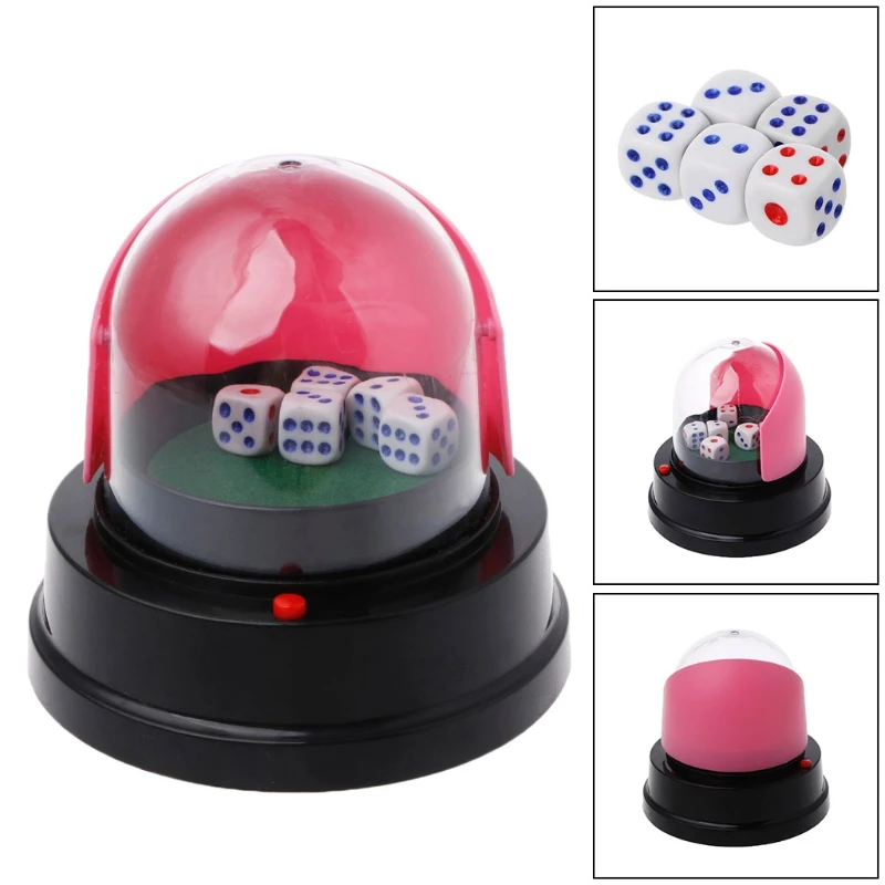 Automatic Roller Cup Battery Powered Pub Bar Party Game for Play With 5 Dic E56D