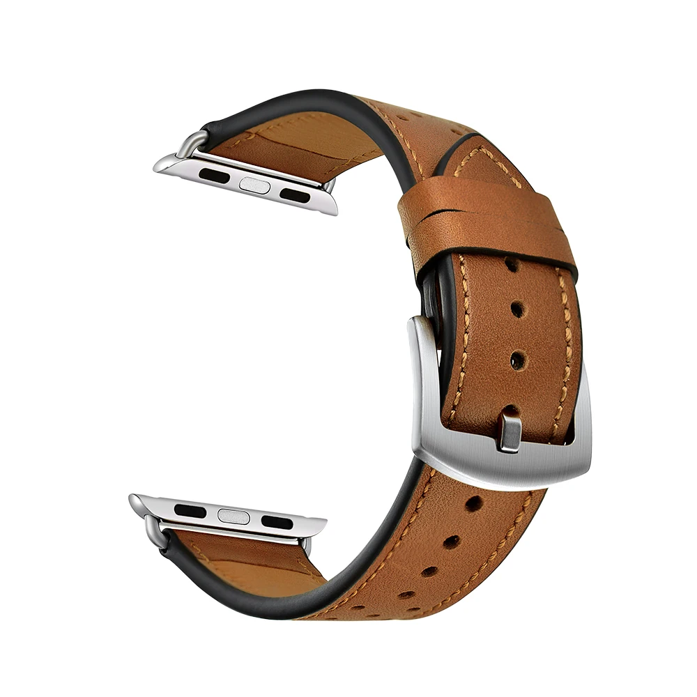 Crazy Horse Pattern For Apple Watch Band 45mm 41mm 44mm 40mm 42mm/38mm Genuine Leather Strap Iwatch Series 7 6 5 4 3 SE Bracelet