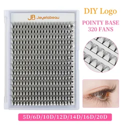 JB Jeyelabeau 16Lines Premade Volume Fans 5D/6D/10D/12D/16D/20D Russia Volume Eyelashes Pointy Stem 320Fans Ready False Eyelash