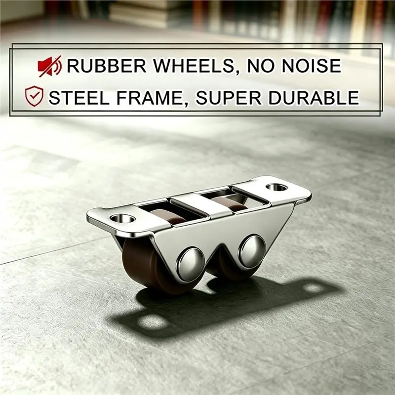 AT19-Fixed Rigid 1/2 Inch Small Double Roller Caster Wheels, Mini Casters,For Underbed Drawers, Furniture, DIY(8 Pcs)