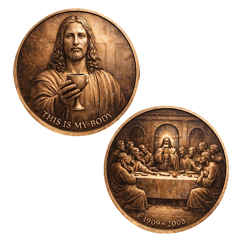 5pcs The Body of Christ A Timeless Commemorative Coins Last Supper Souvenir Coin Holiday Birthday Gifts for Believer and Familie