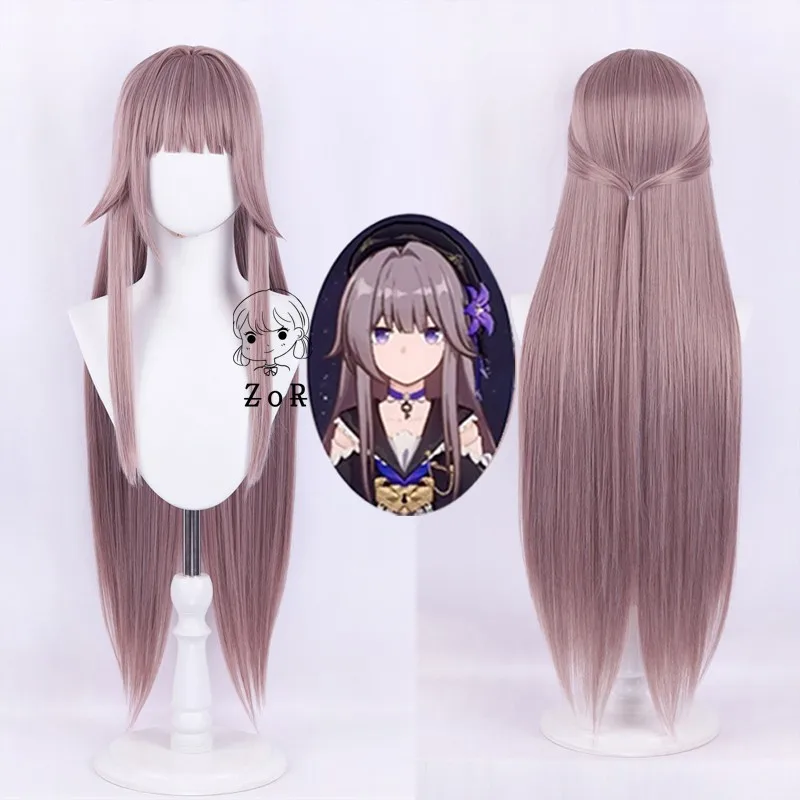 Jogo Honkai Honkai: Star Rail Cosplay Herta Peruca 90cm Longo Sintético Estilo Cosplay Perucas Cabelo