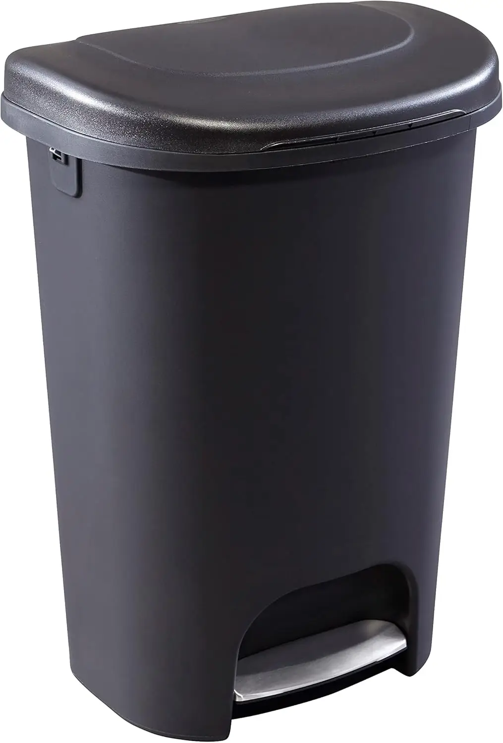 Classic 13 Gallon Premium Step-On Trash Can with Lid and Stainless-Steel Pedal, Black Waste Bin for Kitchen/Home/Office/Garage