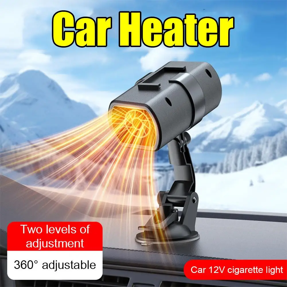 Car Heater 12V Winter Anti-freezing Car Universal Heater Cup Heater Defogging Adjustable Suction 360° Plug-in Dryer Windshi V1L1