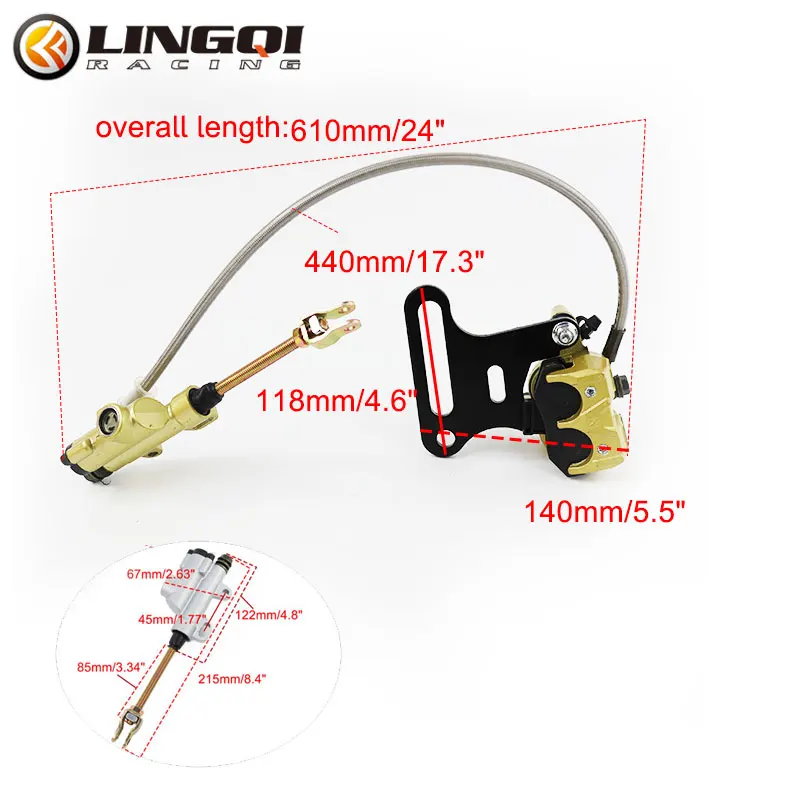 LINGQI RACING Rear Axle Braking Pump Bracket Disc Brake Caliper Assembly For 50cc-125cc ATV Go Kart Quad Pit Dirt Bike Parts