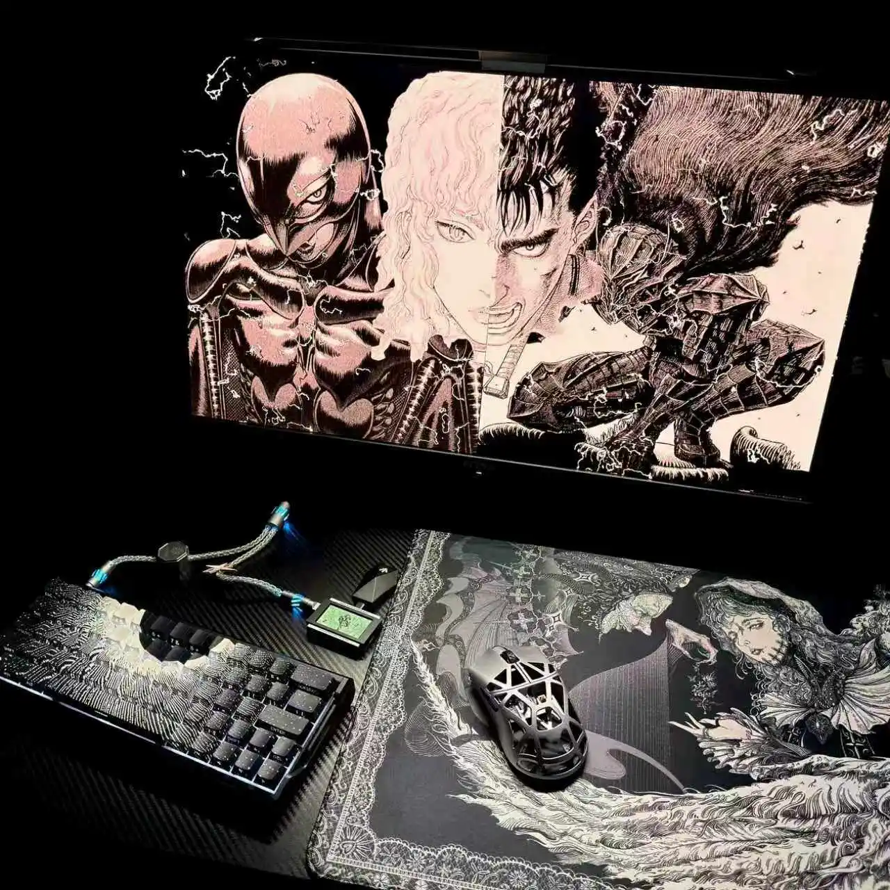 White Purple Coronal Style Berserk Keycaps Anime Cherry Dye-Sub PBT Mechanical Keyboard Game Key Cap Made68 Wooting 60He + Ace68