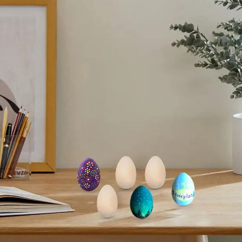 Wooden Easter Eggs For Crafts 20pcs Smooth Wooden Fake Eggs To Paint DIY Party Favors Creative Easter Decor Kids DIY Game