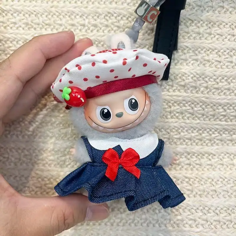 Labubu 4.0 عباءة عيد الميلاد كيب الزي لطيف سانتا نمط القلب رمز سلسلة ملابس الدمى واللباس #6