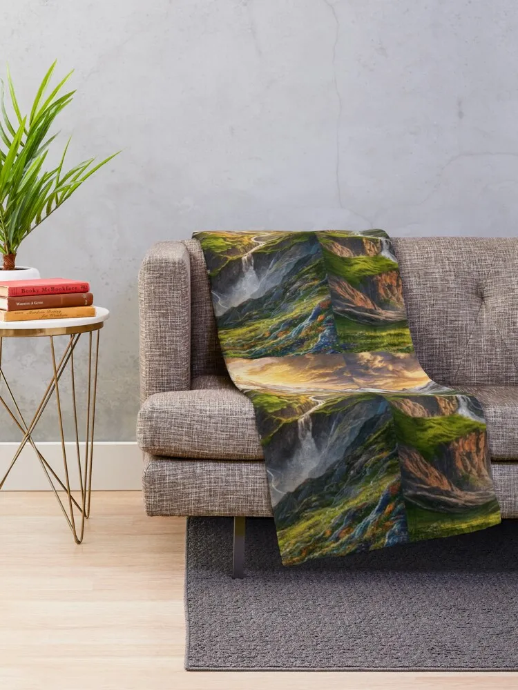 Mountain View. serene landscape, mesmerizing sunset Throw Blanket Sofa Quilt Decorative Throw Flannel Fabric Large Blankets