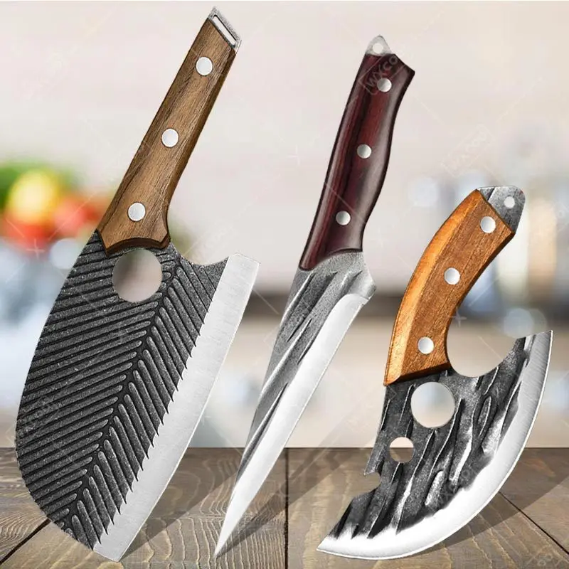 

WXCOO Stainless Steel Boning Knife Professional Kitchen Knives Hand-Forged Meat Cleaver Fish Knife Fruit Paring Cooking BBQ Tool