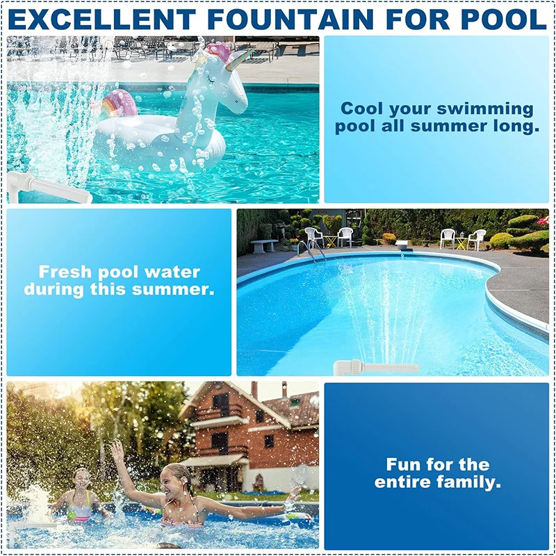 Swimming Pool Waterfall Fountain Kit Sprinklers Feature Water Spay Pools Water Fun For 1.5 Inch Pool Interfaces