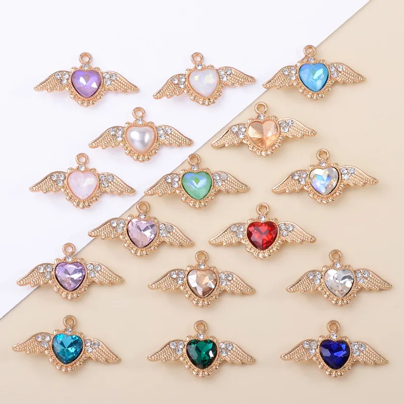 

100Pcs sets Baroque style angel wings colored love jewelry pendant DIY light luxury bracelet earrings accessories