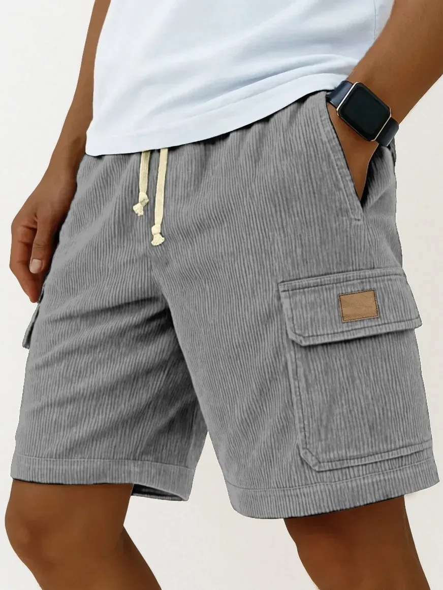 NEUE Sommer-Cord-Sportshorts für Herren, bequeme elastische Strandhose, atmungsaktive Jogginghose für Herren, lockere Jogger-Freizeitshorts – Detail 2