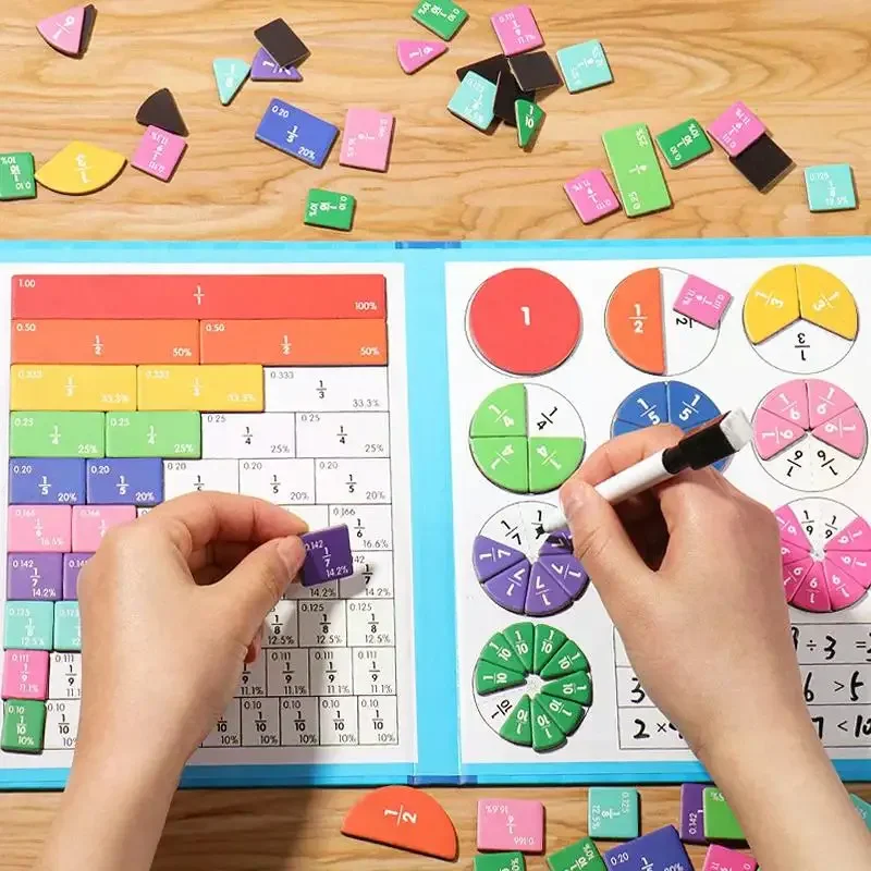 

Children Magnetic Fraction Learning Math Toys Wooden Fraction Book Set Parish Teaching Aids Arithmetic Learning Educational Toys