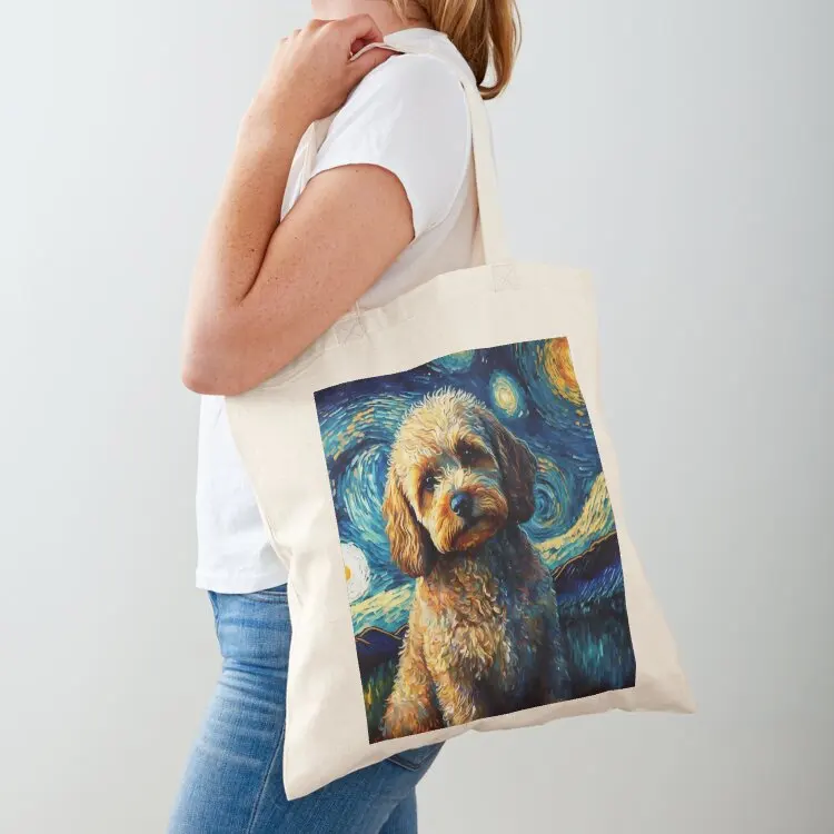 

Cavoodle Starry Night, Cute Cavapoo Tote Bag foldable reusable bag Shopper Lady bags tote bag university