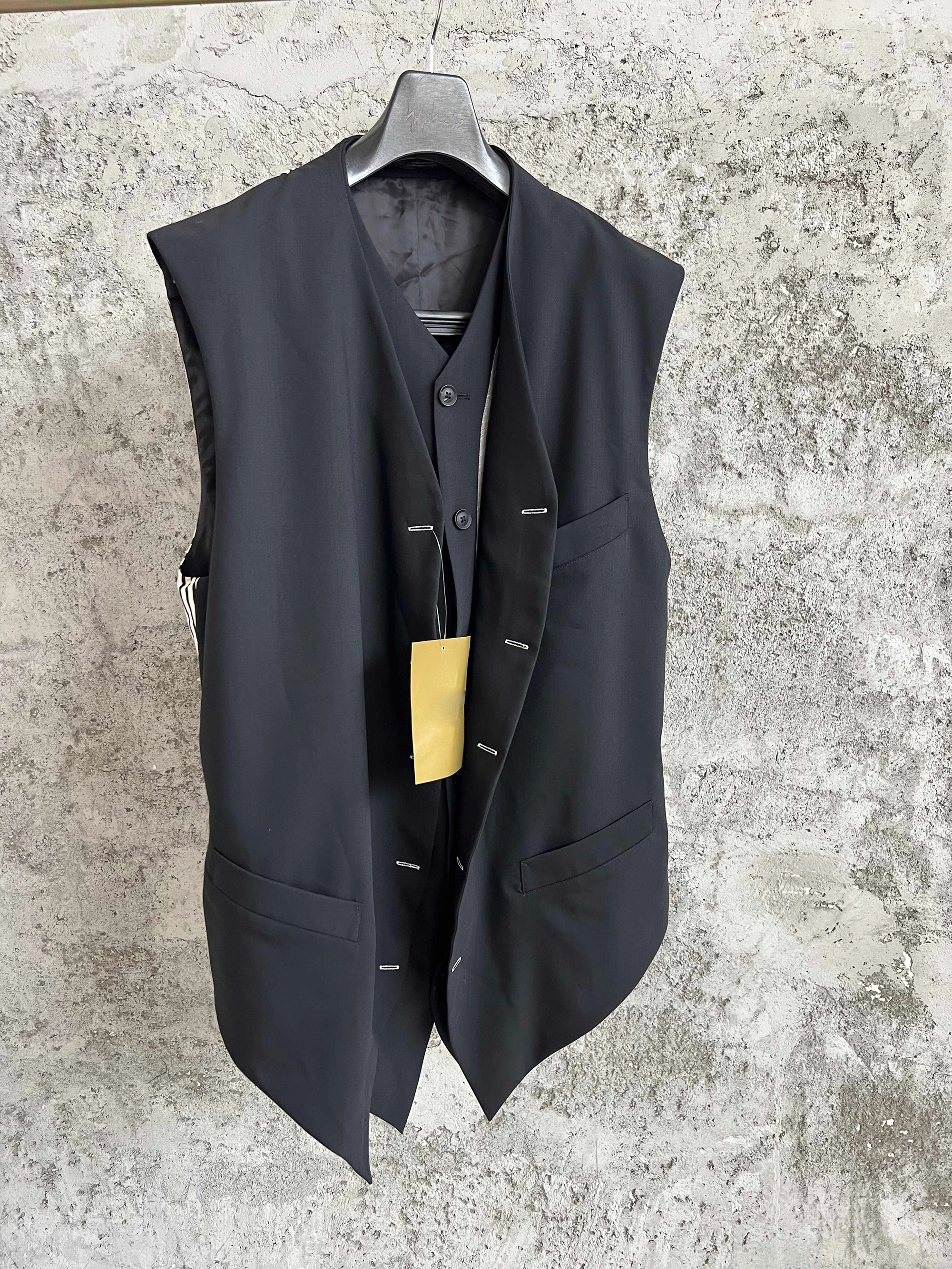 Top-yamamoto original lace-up sleeve suit jacket, single-breasted casual black TOP jacket for men, trendy